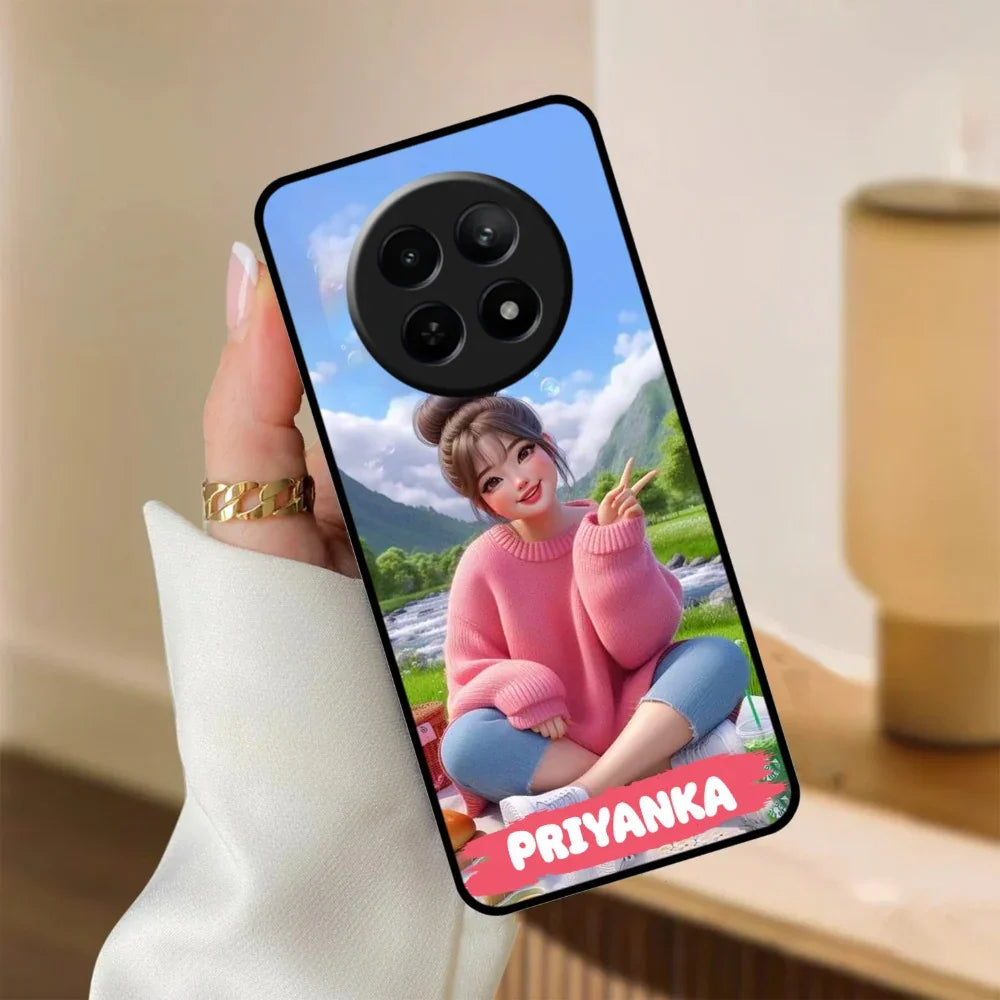 Cute Girl Glossy Metal Case Cover For Realme - ShopOnCliQ