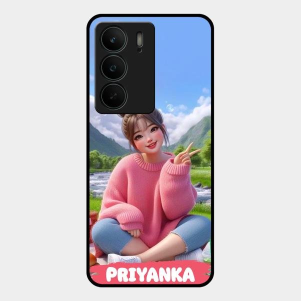 Cute Girl Glossy Metal Case Cover For Realme C75 5G