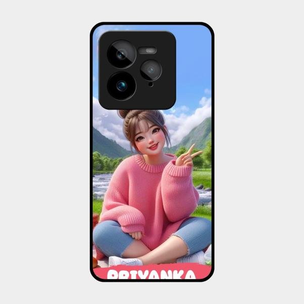 Cute Girl Glossy Metal Case Cover For Realme Gt 7 Pro