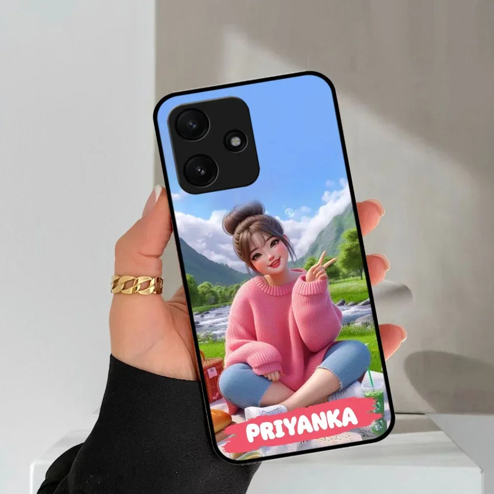 Cute Girl Glossy Metal Case Cover For Redmi - ShopOnCliQ