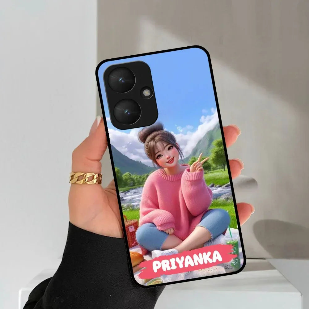 Cute Girl Glossy Metal Case Cover For Redmi - ShopOnCliQ