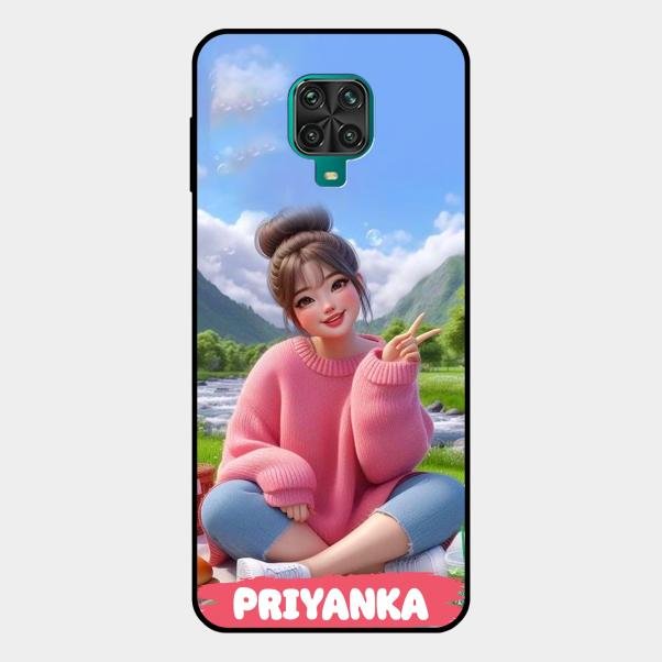 Cute Girl Glossy Metal Case Cover For Redmi Note 10 Lite