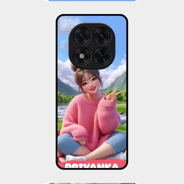 Cute Girl Glossy Metal Case Cover For Redmi Note 14 Pro 5G