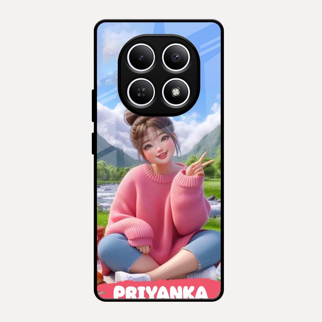 Cute Girl Glossy Metal Case Cover For Redmi Note 15 5G