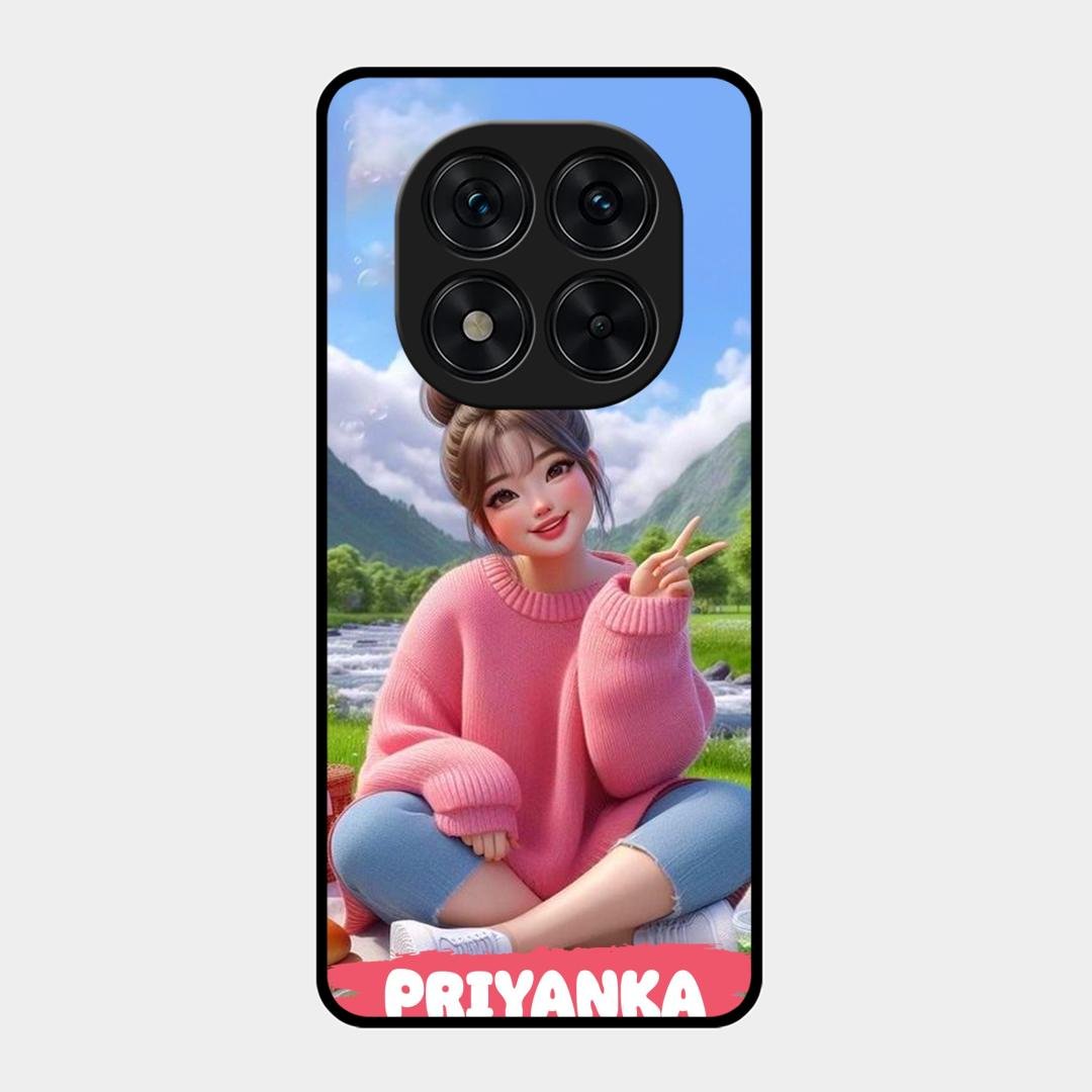 Cute Girl Glossy Metal Case Cover For Redmi Note 15 Pro Plus 5G