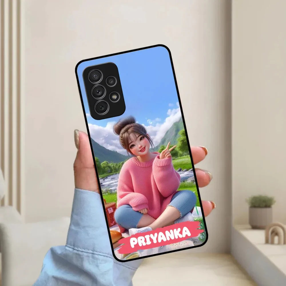 Cute Girl Glossy Metal Case Cover For Samsung - ShopOnCliQ