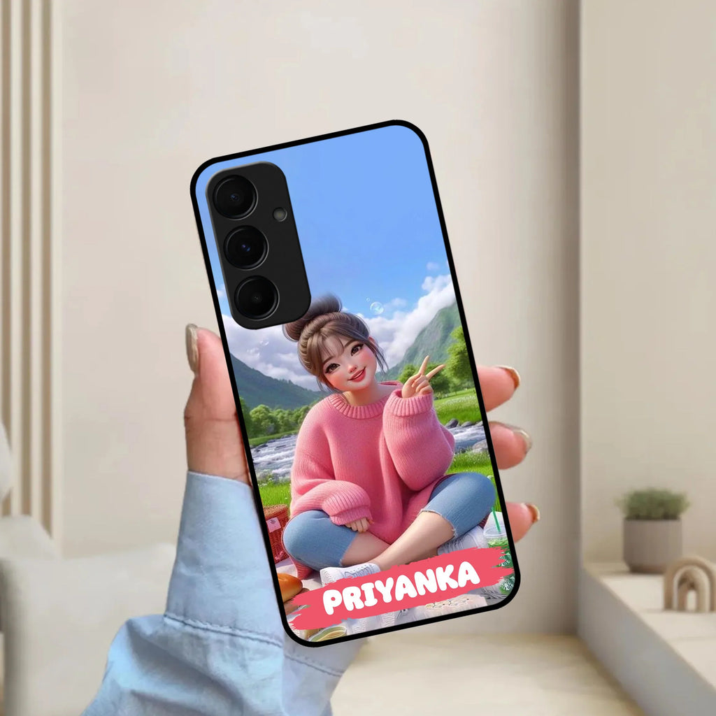 Cute Girl Glossy Metal Case Cover For Samsung - ShopOnCliQ