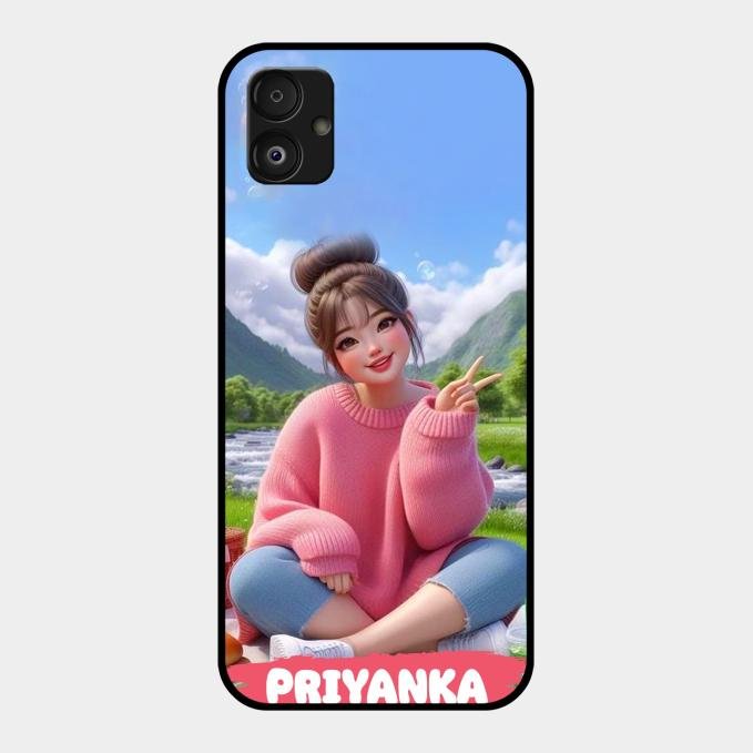 Cute Girl Glossy Metal Case Cover For Samsung Galaxy F14 5G