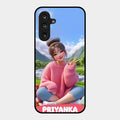 Cute Girl Glossy Metal Case Cover For Samsung Galaxy F36 5G