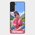 Cute Girl Glossy Metal Case Cover For Samsung Galaxy S21