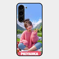Cute Girl Glossy Metal Case Cover For Samsung Galaxy S23 5G