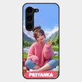 Cute Girl Glossy Metal Case Cover For Samsung Galaxy S23 Plus 5G