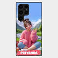 Cute Girl Glossy Metal Case Cover For Samsung Galaxy S24 Ultra 5G