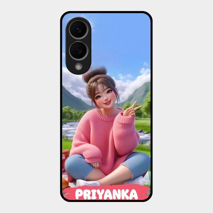 Cute Girl Glossy Metal Case Cover For Samsung Galaxy S25 Edge 5G
