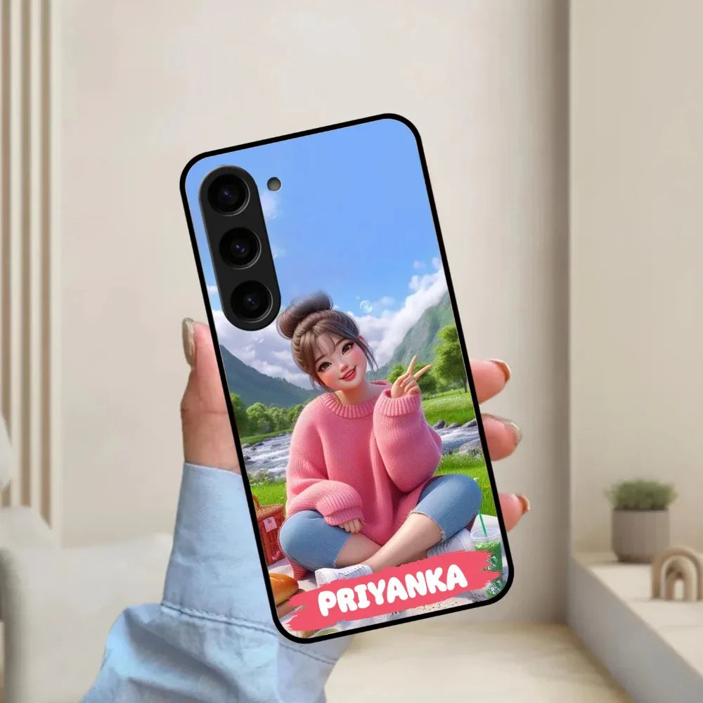 Cute Girl Glossy Metal Case Cover For Samsung - ShopOnCliQ