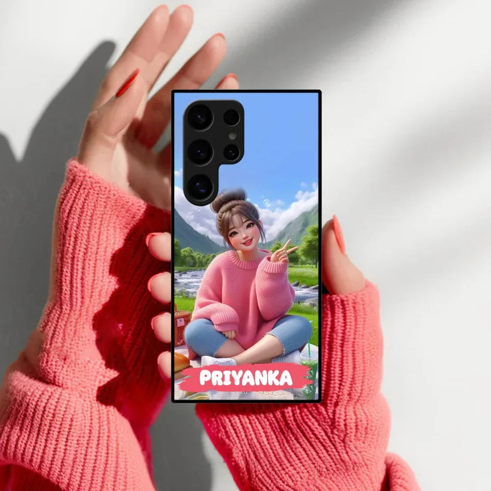 Cute Girl Glossy Metal Case Cover For Samsung - ShopOnCliQ