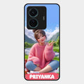 Cute Girl Glossy Metal Case Cover For Vivo T1 Pro 5G