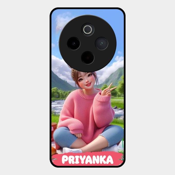 Cute Girl Glossy Metal Case Cover For Vivo T4 5G