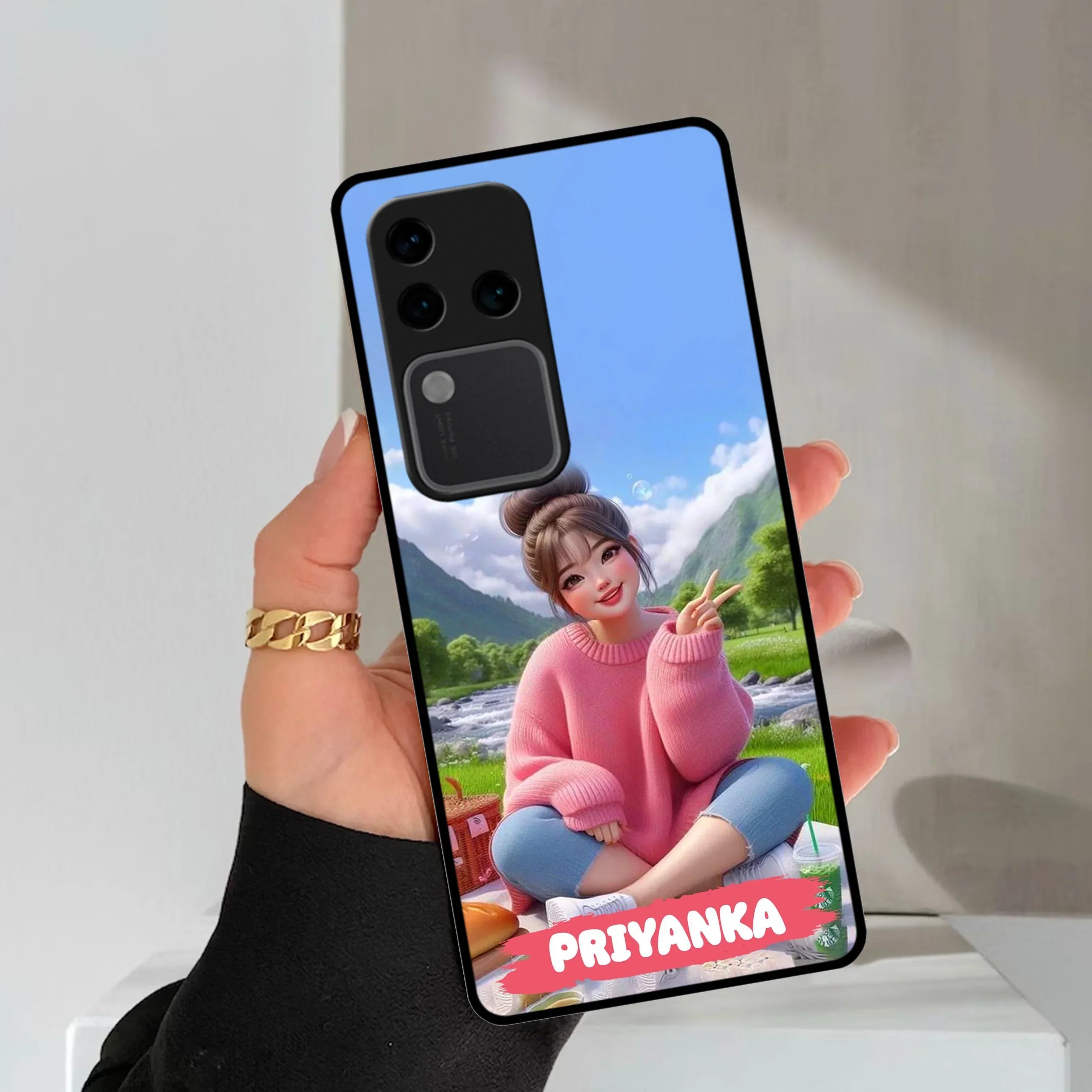 Cute Girl Glossy Metal Case Cover For Vivo - ShopOnCliQ