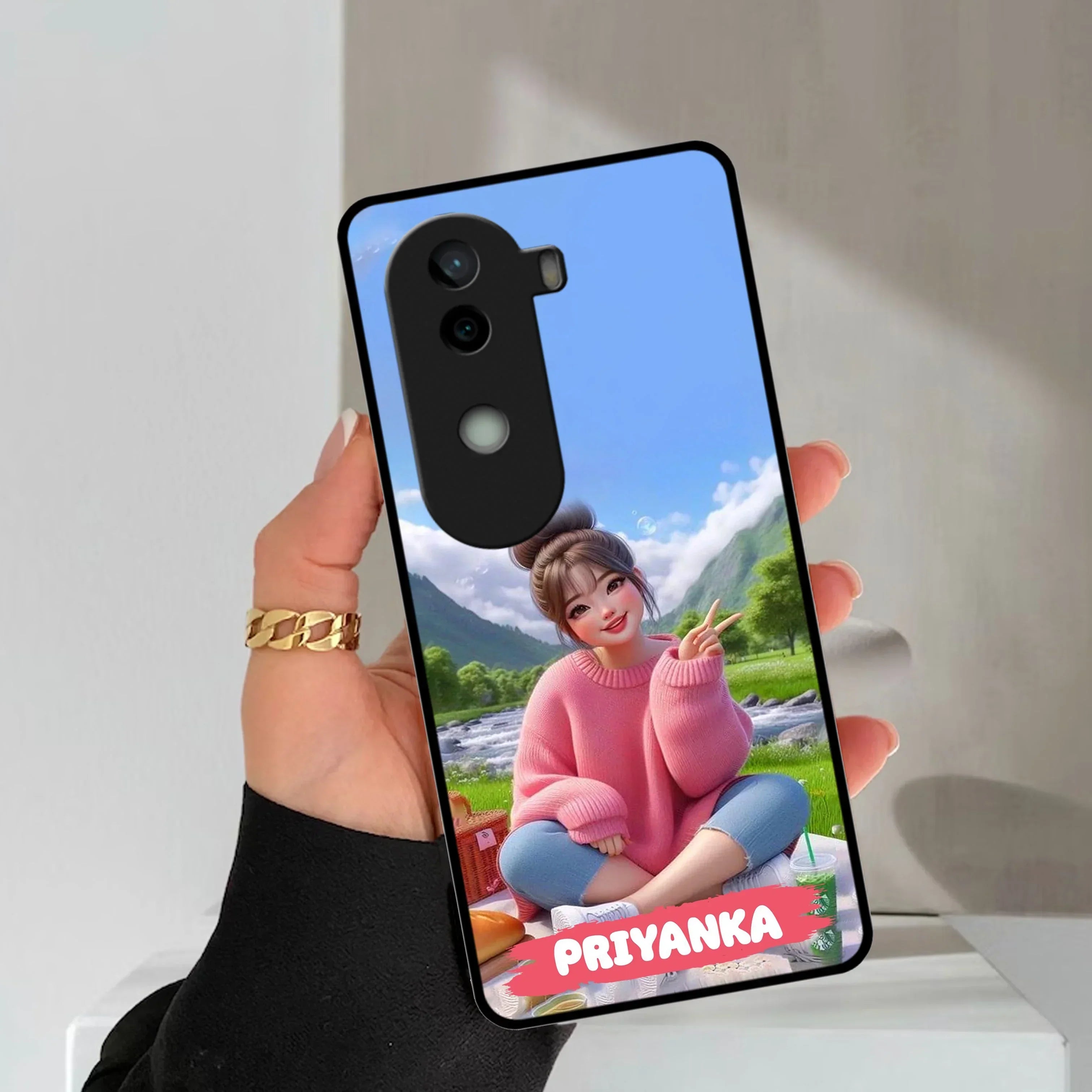 Cute Girl Glossy Metal Case Cover For Vivo - ShopOnCliQ
