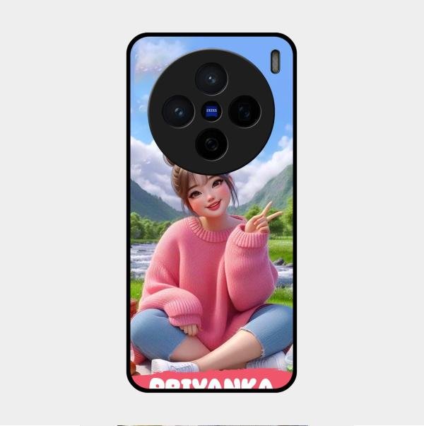 Cute Girl Glossy Metal Case Cover For Vivo X200 5G