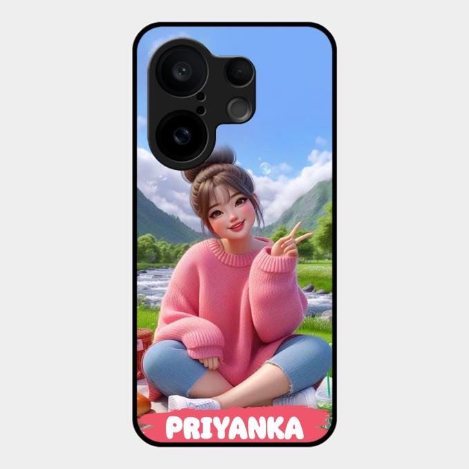 Cute Girl Glossy Metal Case Cover For Vivo X200 Fe 5G