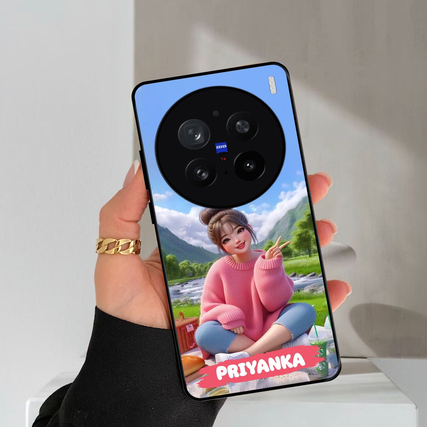 Cute Girl Glossy Metal Case Cover For Vivo