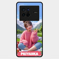Cute Girl Glossy Metal Case Cover For Vivo X80 5G