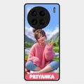 Cute Girl Glossy Metal Case Cover For Vivo X90 Pro 5G