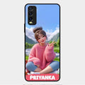 Cute Girl Glossy Metal Case Cover For Vivo Y12G