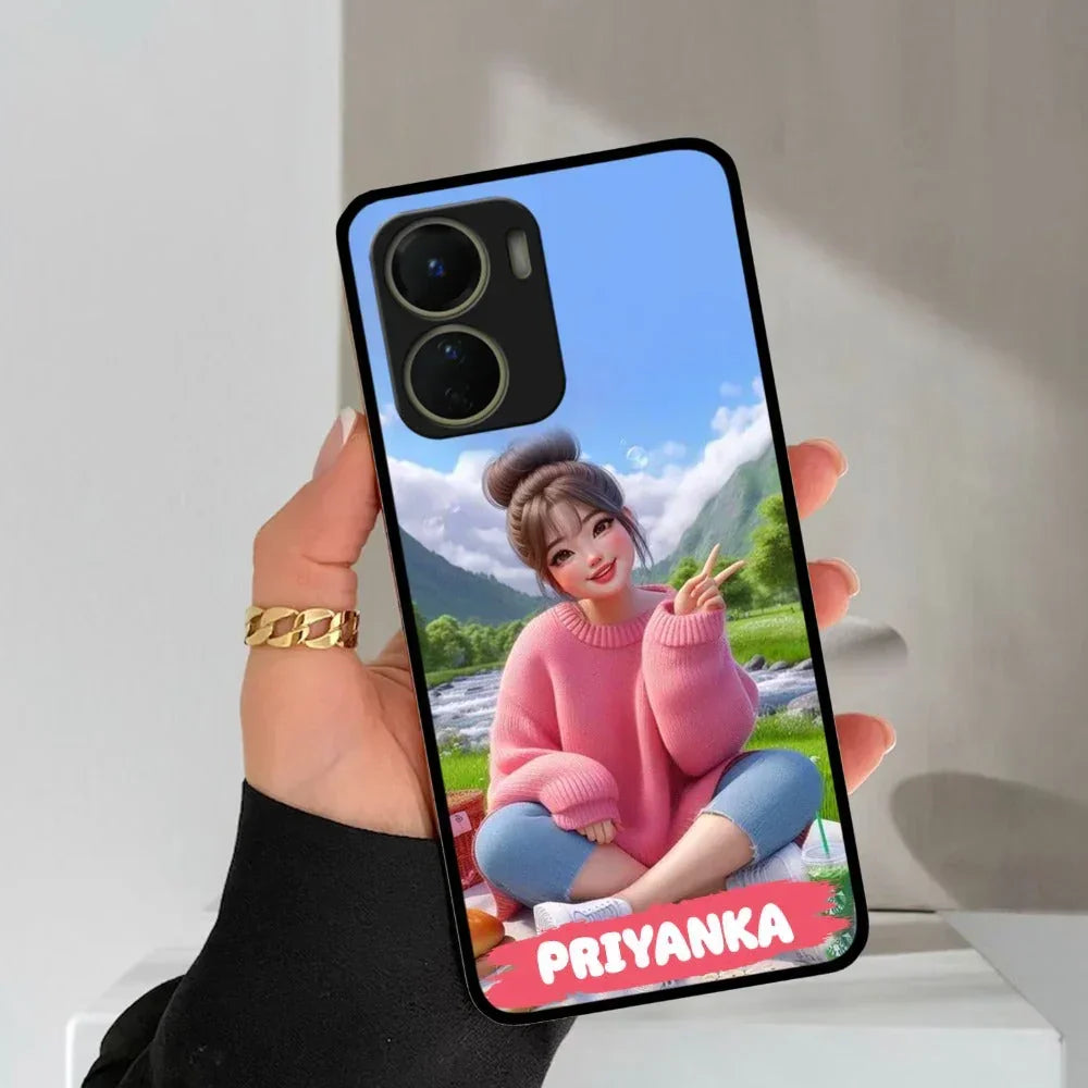 Cute Girl Glossy Metal Case Cover For Vivo - ShopOnCliQ