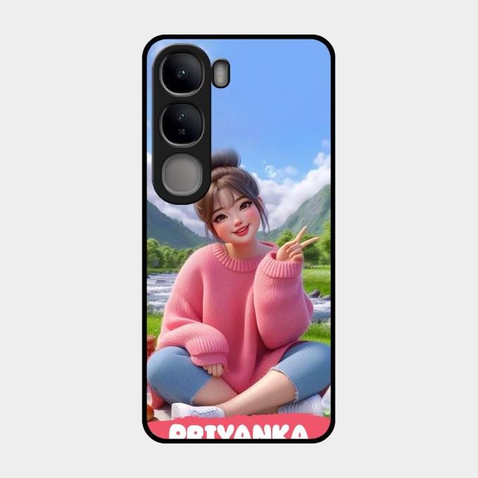 Cute Girl Glossy Metal Case Cover For Vivo Y300 5G