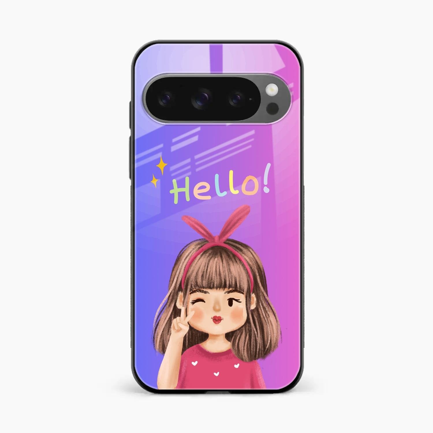 Cute Girl Hello Glass Case For Google Pixel 10 Pro