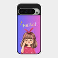Cute Girl Hello Glass Case For Google Pixel 9 Pro Xl
