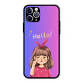 Cute Girl Hello Glass Case For iPhone 11 Pro