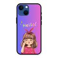 Cute Girl Hello Glass Case For iPhone 13 mini