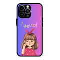 Cute Girl Hello Glass Case For iPhone 13 Pro