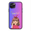 Cute Girl Hello Glass Case For iPhone 13