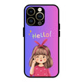 Cute Girl Hello Glass Case For iPhone 14 Pro Max
