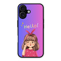 Cute Girl Hello Glass Case For iPhone 16