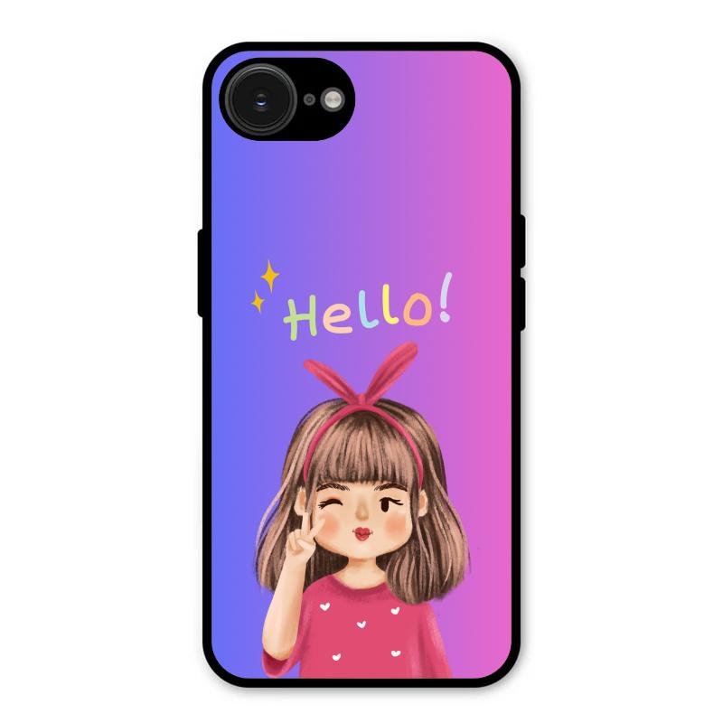 Cute Girl Hello Glass Case For iPhone 16e