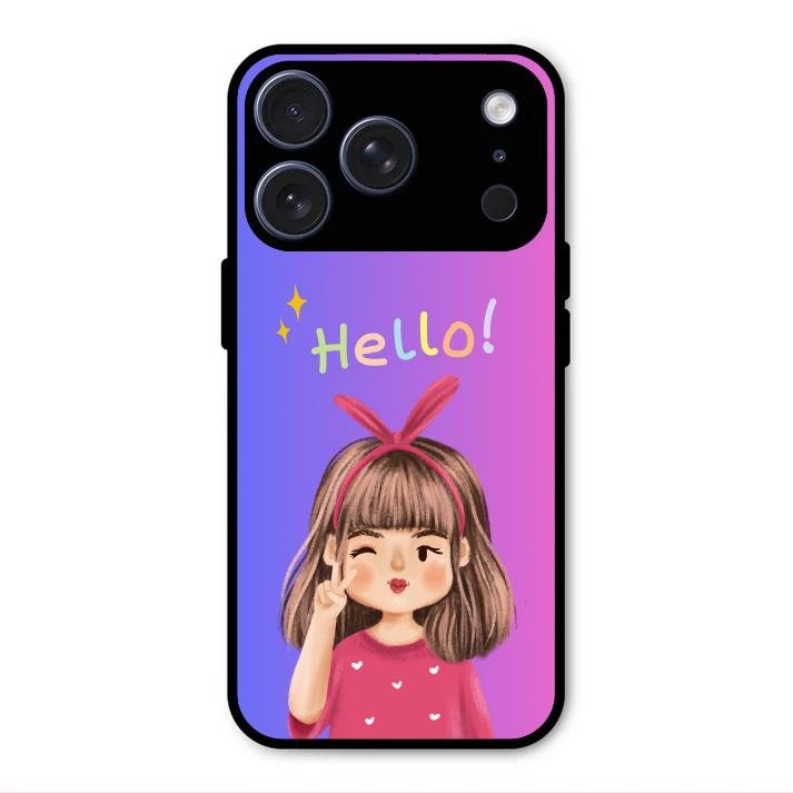 Cute Girl Hello Glass Case For iPhone 17 Pro