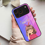 Cute Girl Hello Glass Case For iPhone 17 Pro Max