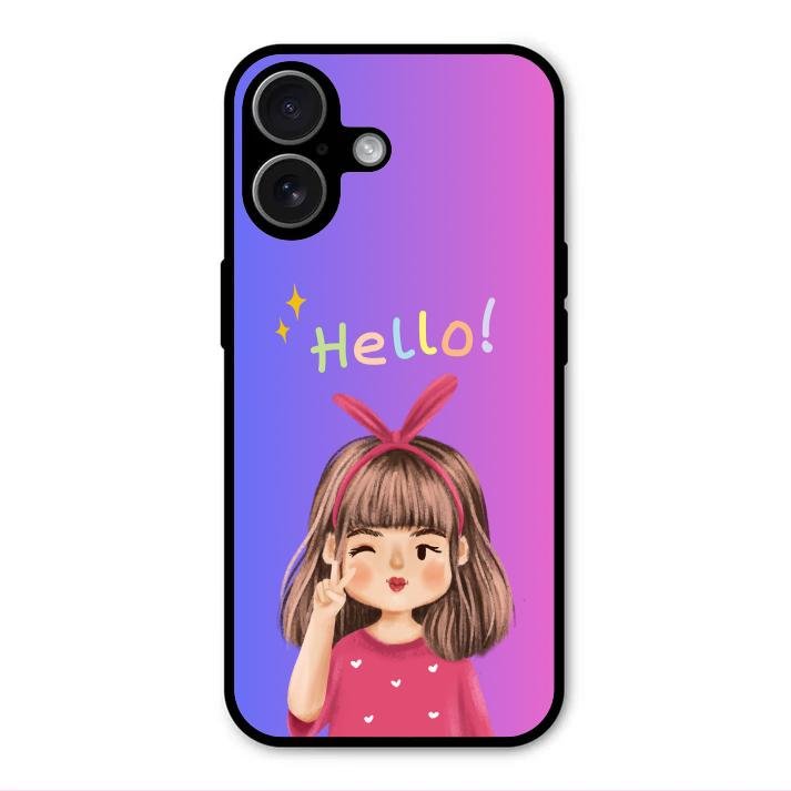 Cute Girl Hello Glass Case For iPhone 17