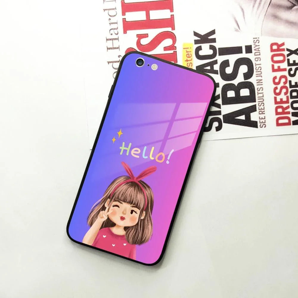 Cute Girl Hello Glass Case for iPhone - ShopOnCliQ