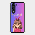Cute Girl Hello Glass Case For Iqoo Z10 Lite