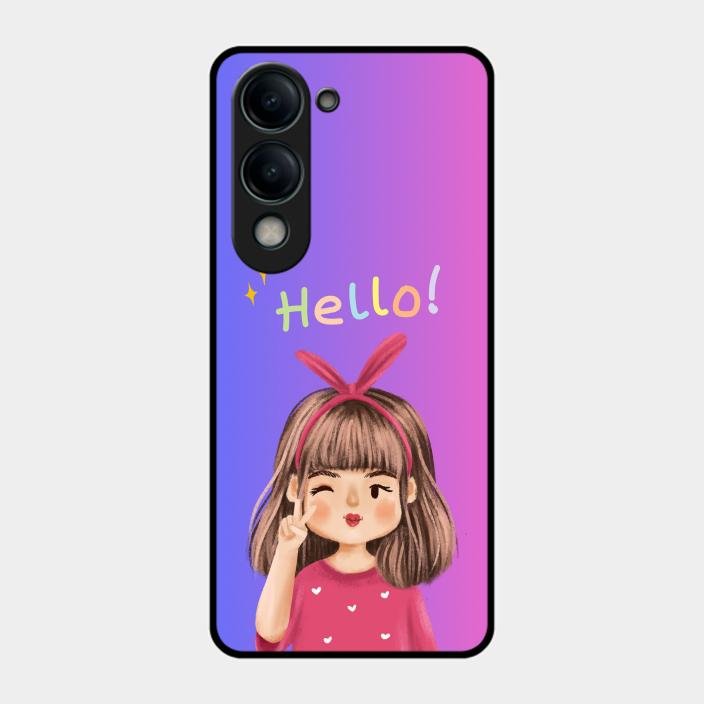 Cute Girl Hello Glass Case For Iqoo Z10 Lite