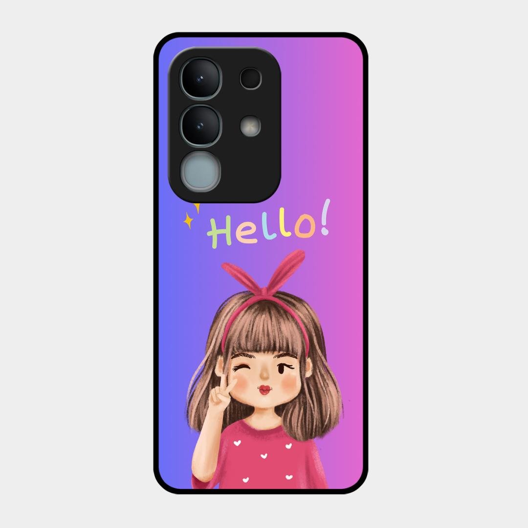 Cute Girl Hello Glass Case For iQOO Z10x 5G
