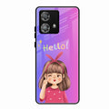 Cute Girl Hello Glass Case For Motorola Edge 40 5G