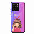 Cute Girl Hello Glass Case For Motorola Edge 40